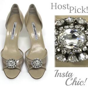 BRIAN ATWOOD Clear & Nude D'Orsay Heels Prom Pumps w CRYSTALS 38 7.5 8